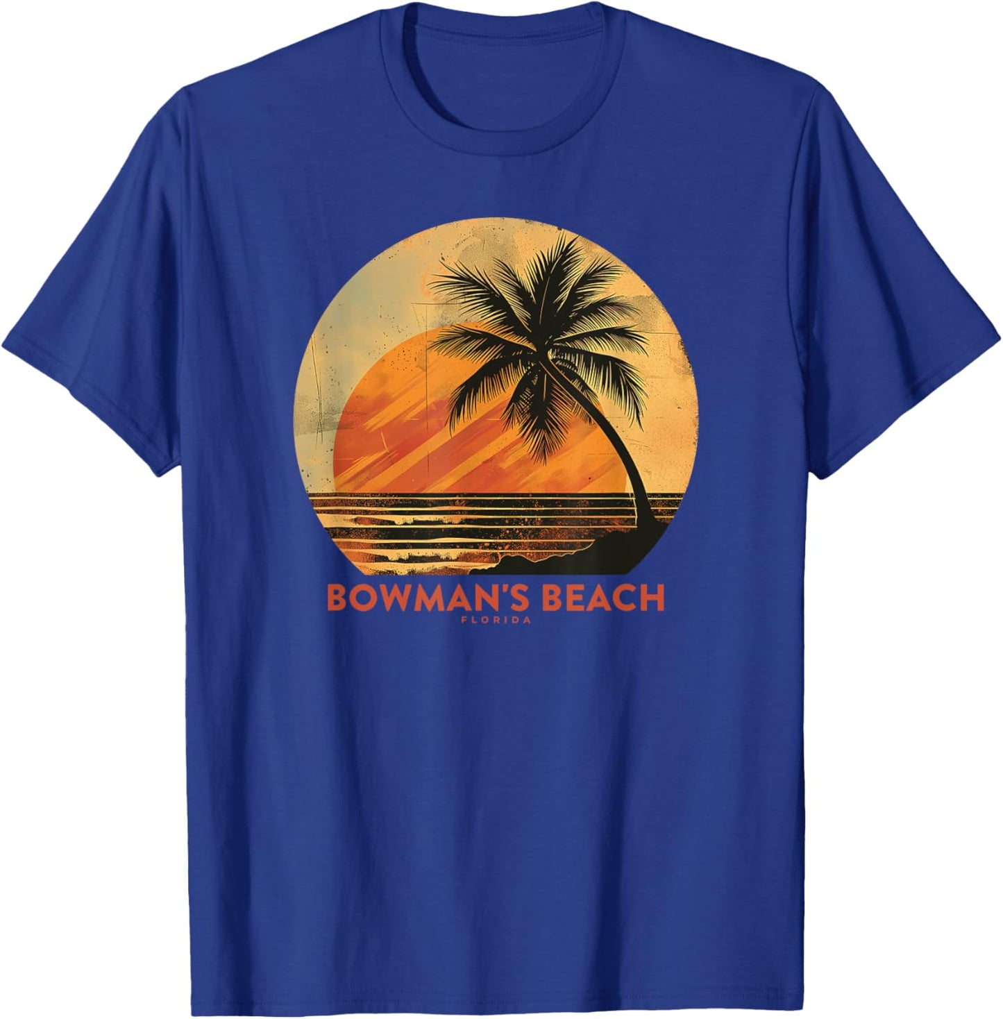 Bowman's Beach Sanibel Island FL Florida Palm Tree Vintage T-Shirt - T-Shirt | Royal