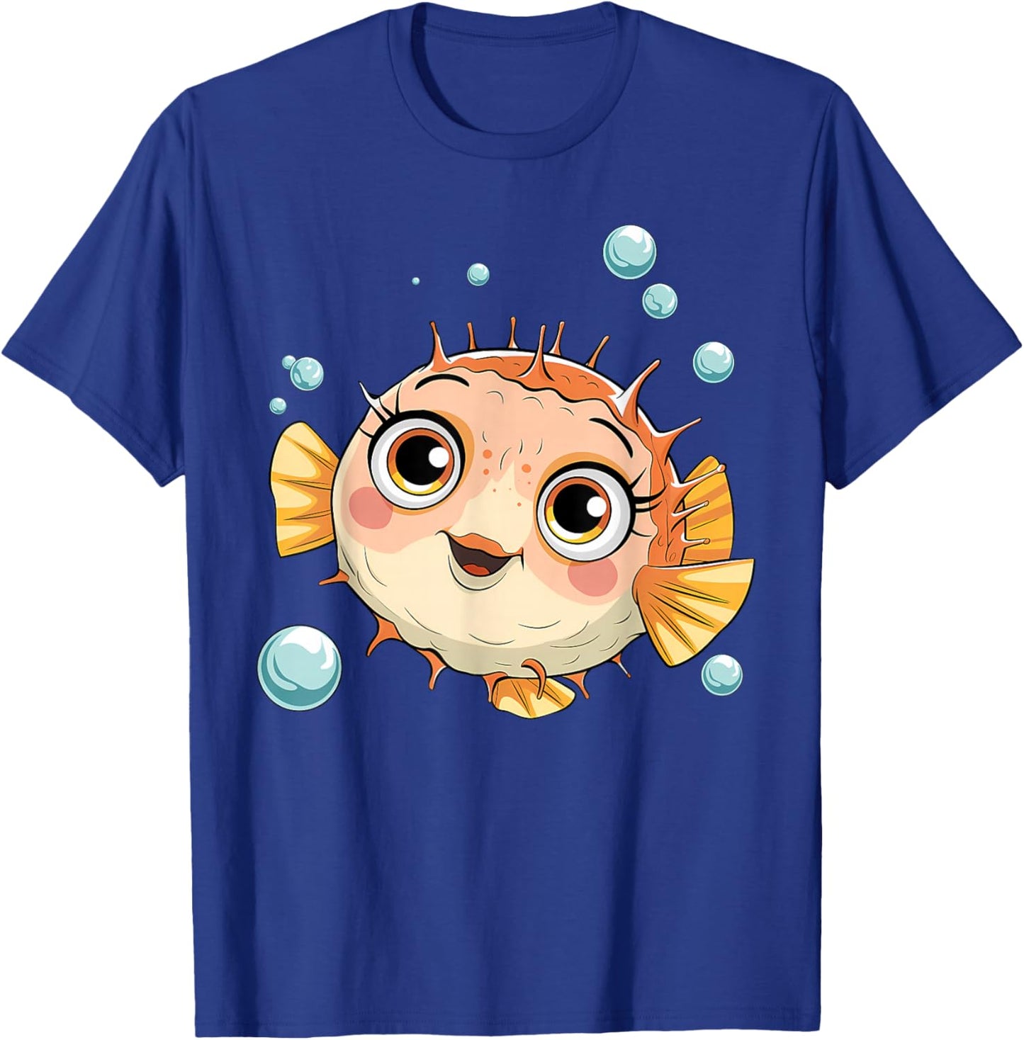 Puffer Fish Blowfish Bubbles T-Shirt - T-Shirt | Royal