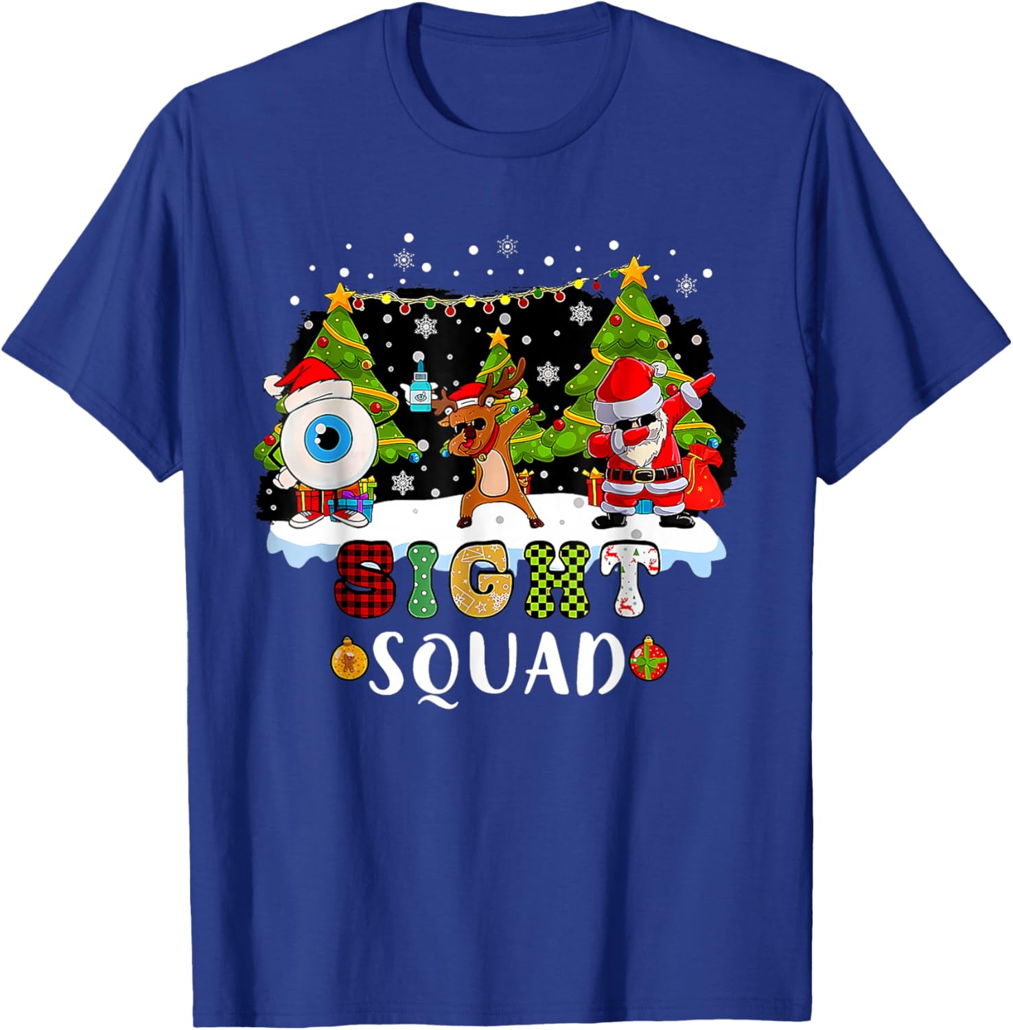 Christmas Sight Squad Santa Reindeer Dabbing Optometrist T-Shirt - T-Shirt | Royal