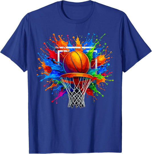 Basketball Color Splash Basketball T-Shirt - T-Shirt | Royal