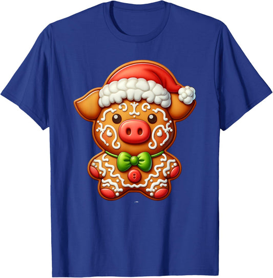 Funny Gingerbread Man Pig Christmas Kids T-Shirt - T-Shirt | Royal