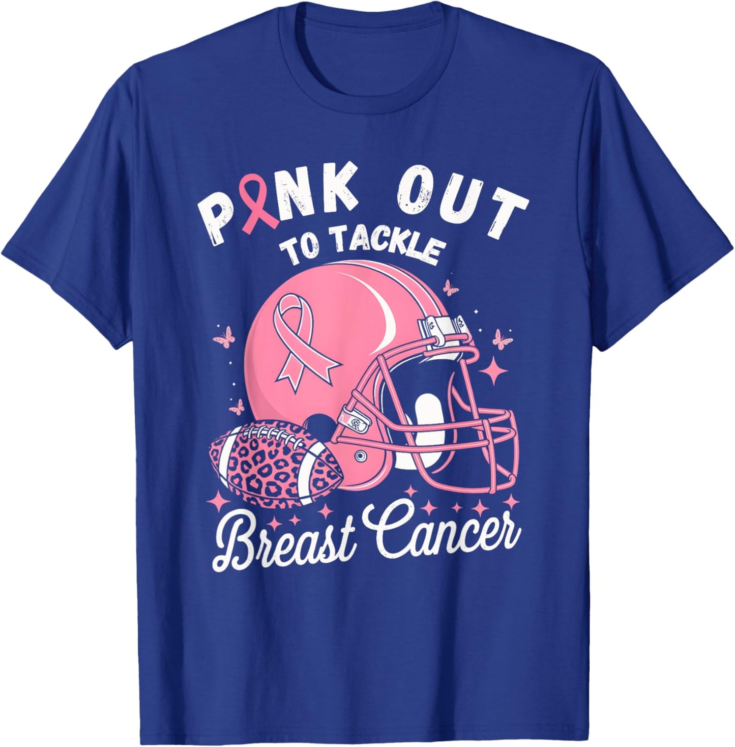 Pink Out Tackle Breast Cancer Awareness American Football T-Shirt - T-Shirt | Royal