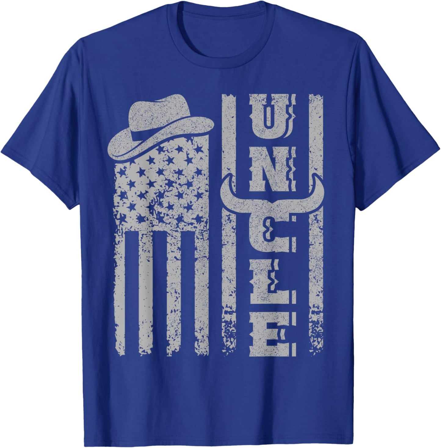 Western US American Flag Cowboy Southern Birthday Uncle T-Shirt - T-Shirt | Royal