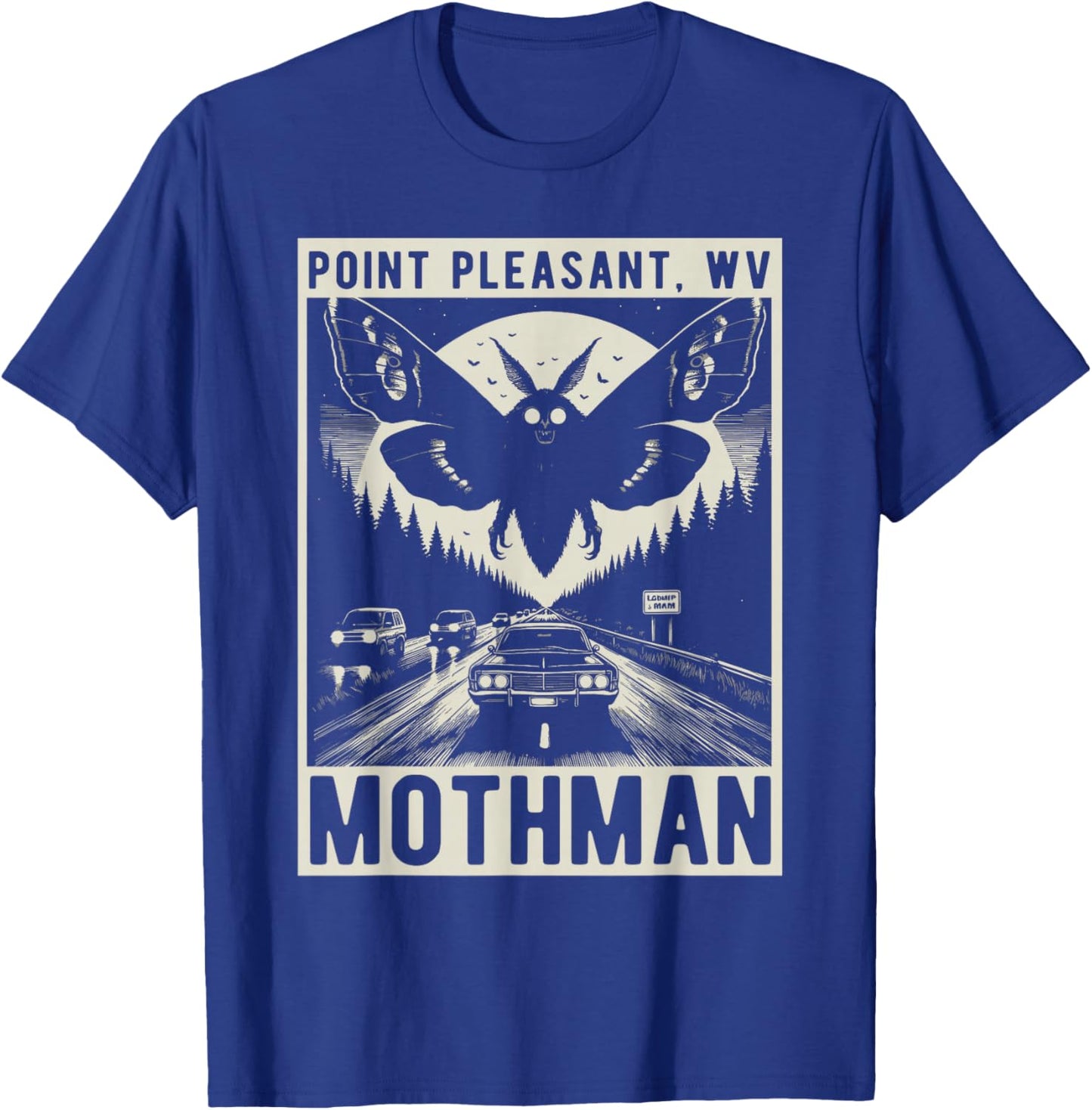 Mothman Point Pleasant W.V. Folklore Cryptozoology T-Shirt - T-Shirt | Royal