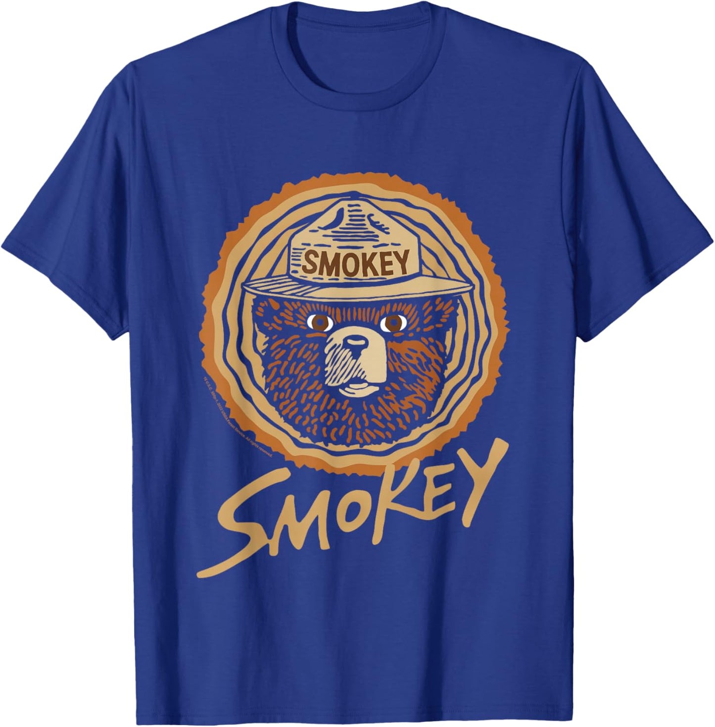 Smokey Bear Vintage Wood Cut Bear Face T-Shirt - T-Shirt | Royal