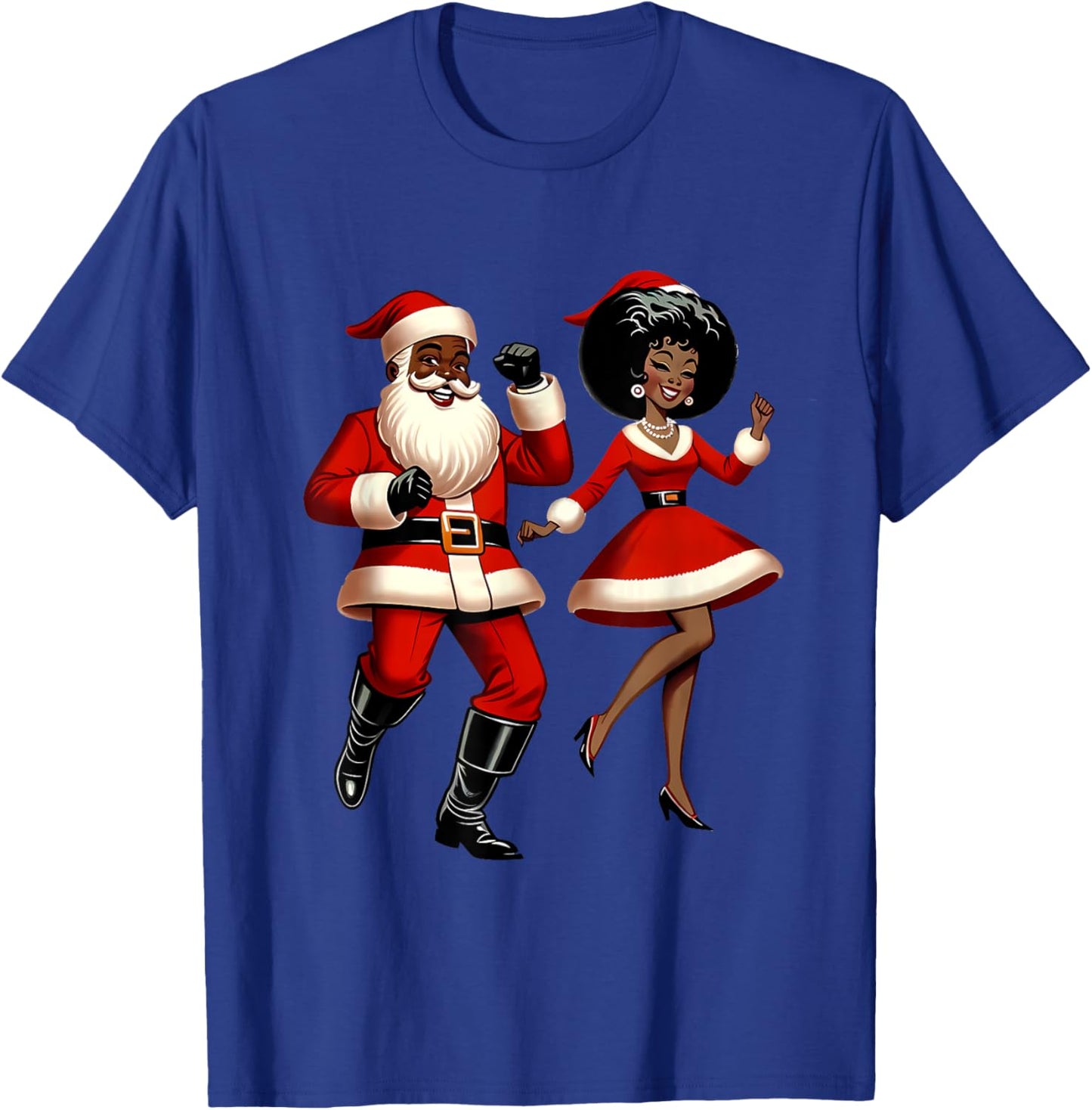 African Santa Mrs Claus Dancing African American Christmas T-Shirt - T-Shirt | Royal