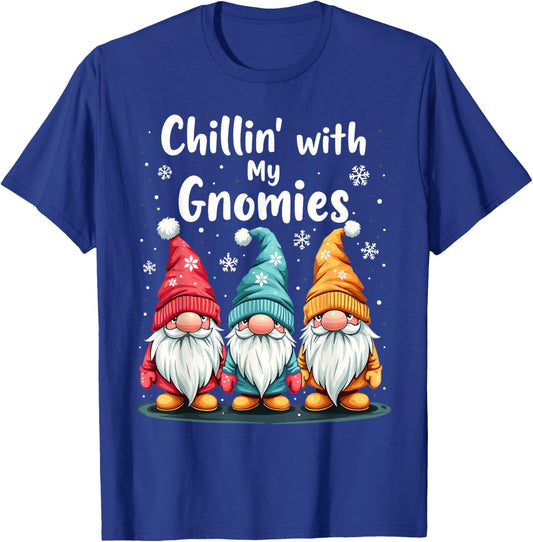 Chillin' with My Gnomies – Fun Winter Gnome Design T-Shirt - T-Shirt | Royal