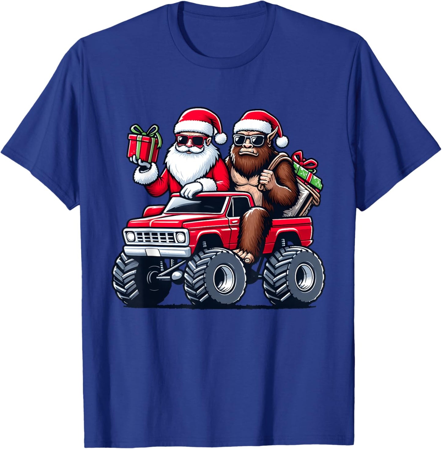 Santa Bigfoot Riding Monster Truck Christmas Toddler Kids T-Shirt - T-Shirt | Royal