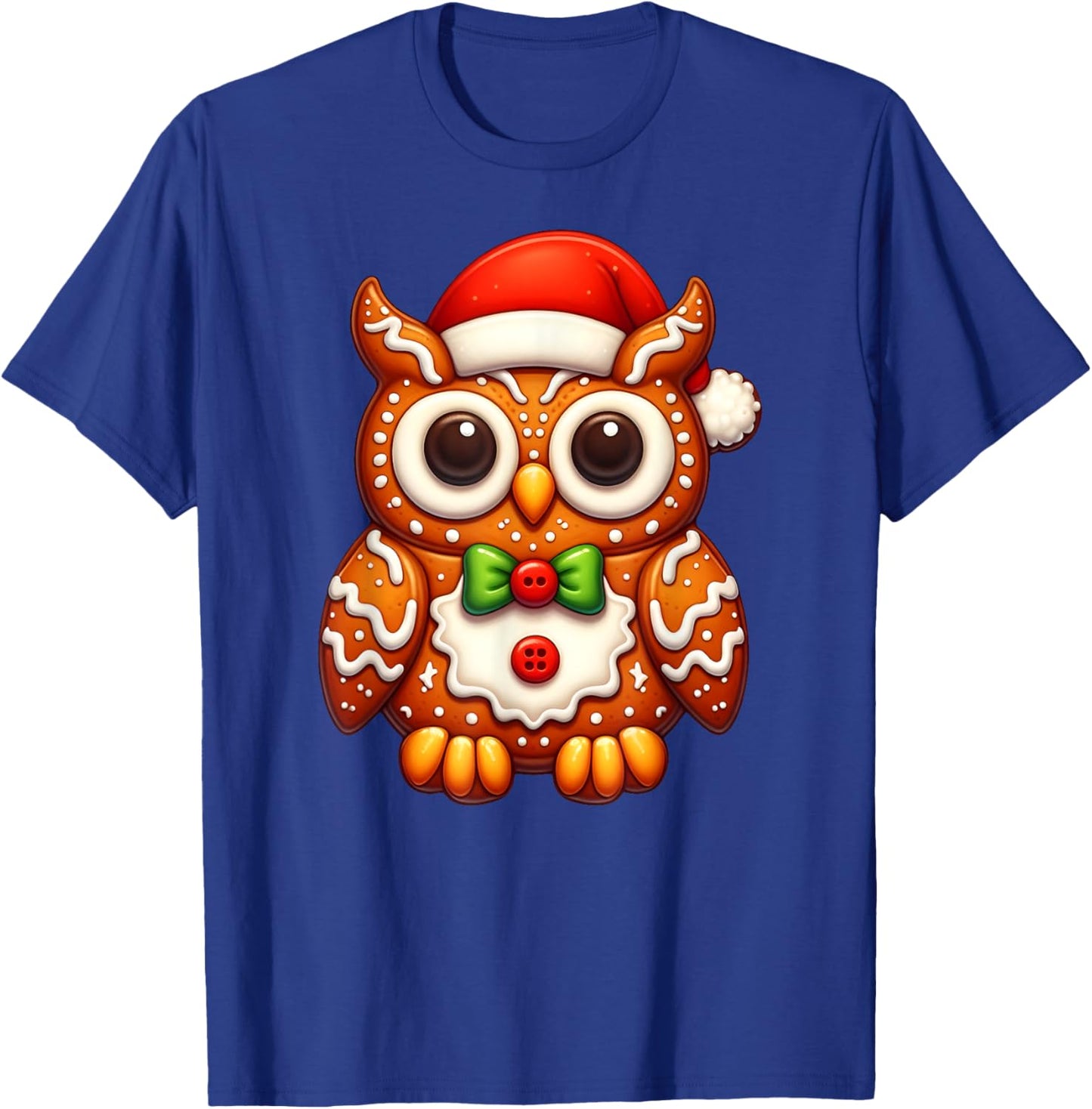 Funny Gingerbread Man Owl Christmas Kids T-Shirt - T-Shirt | Royal