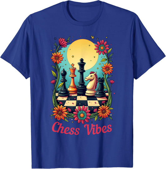 Chess Vibes, Funny Chess Player Retro Girls Women T-Shirt - T-Shirt | Royal