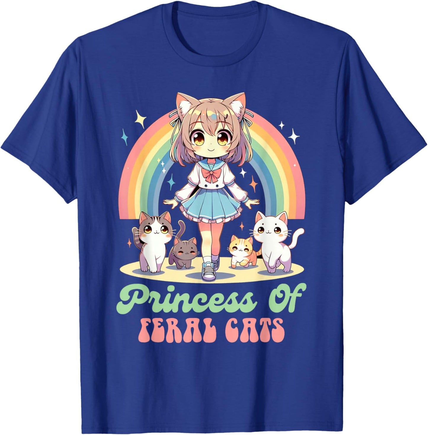 Anime And Cats Lover Princess Of Feral Cats Kawaii Otaku T-Shirt - T-Shirt | Royal