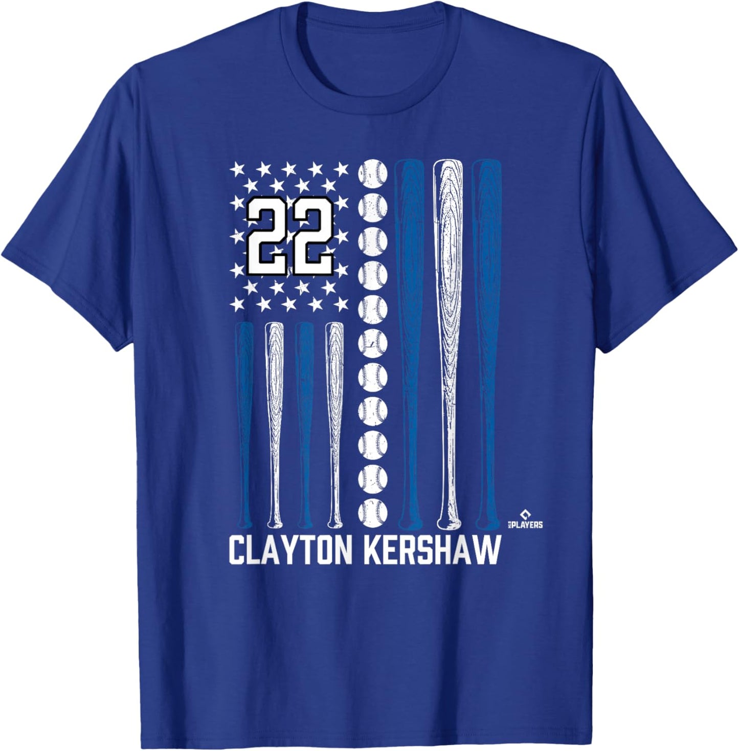 Baseball American Flag Clayton Kershaw Los Angeles Baseball T-Shirt - T-Shirt | Royal