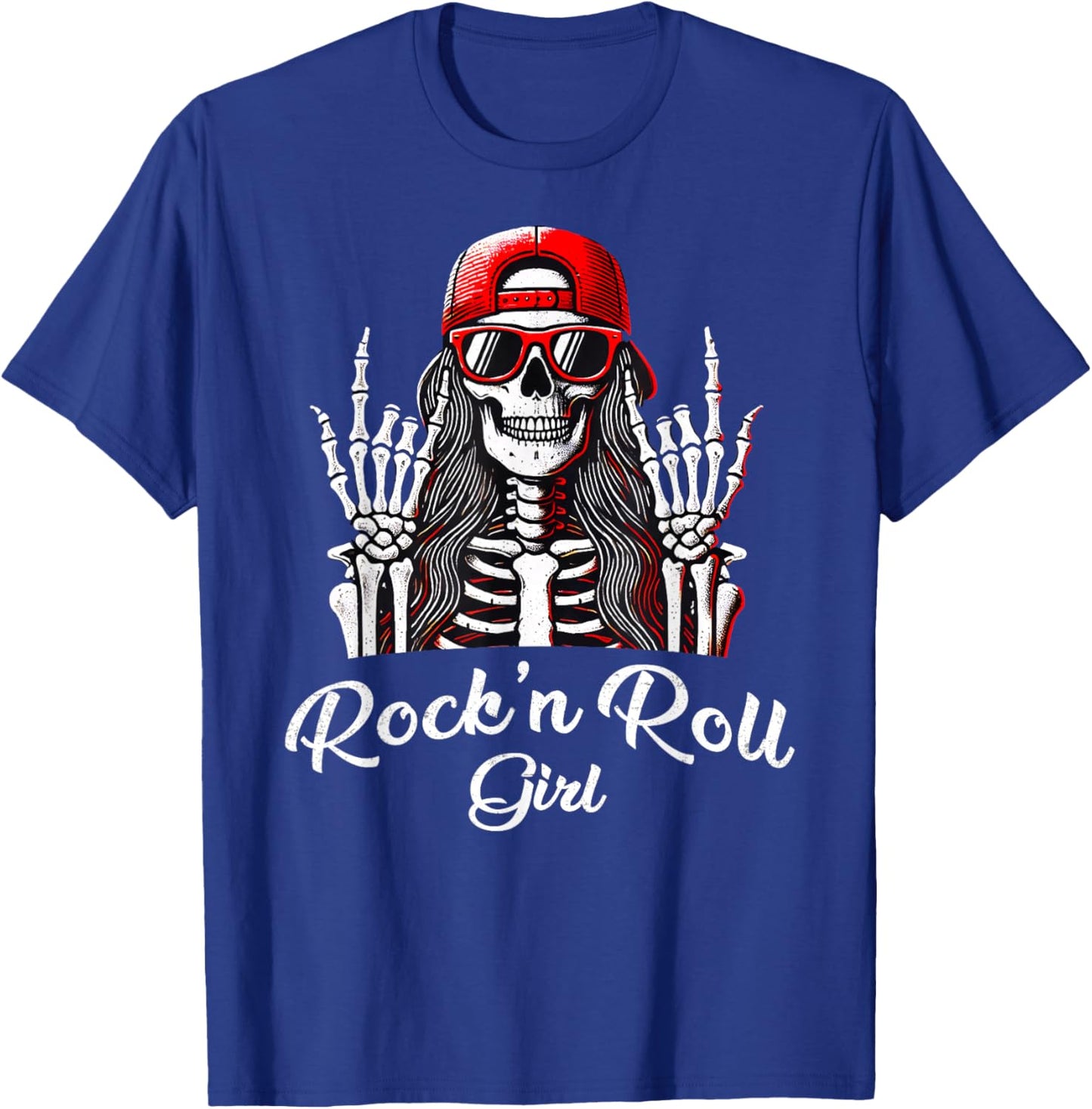 Rock'n Roll Girl, Skeleton Rocker Cool Punk Rock, Rock Music T-Shirt - T-Shirt | Royal