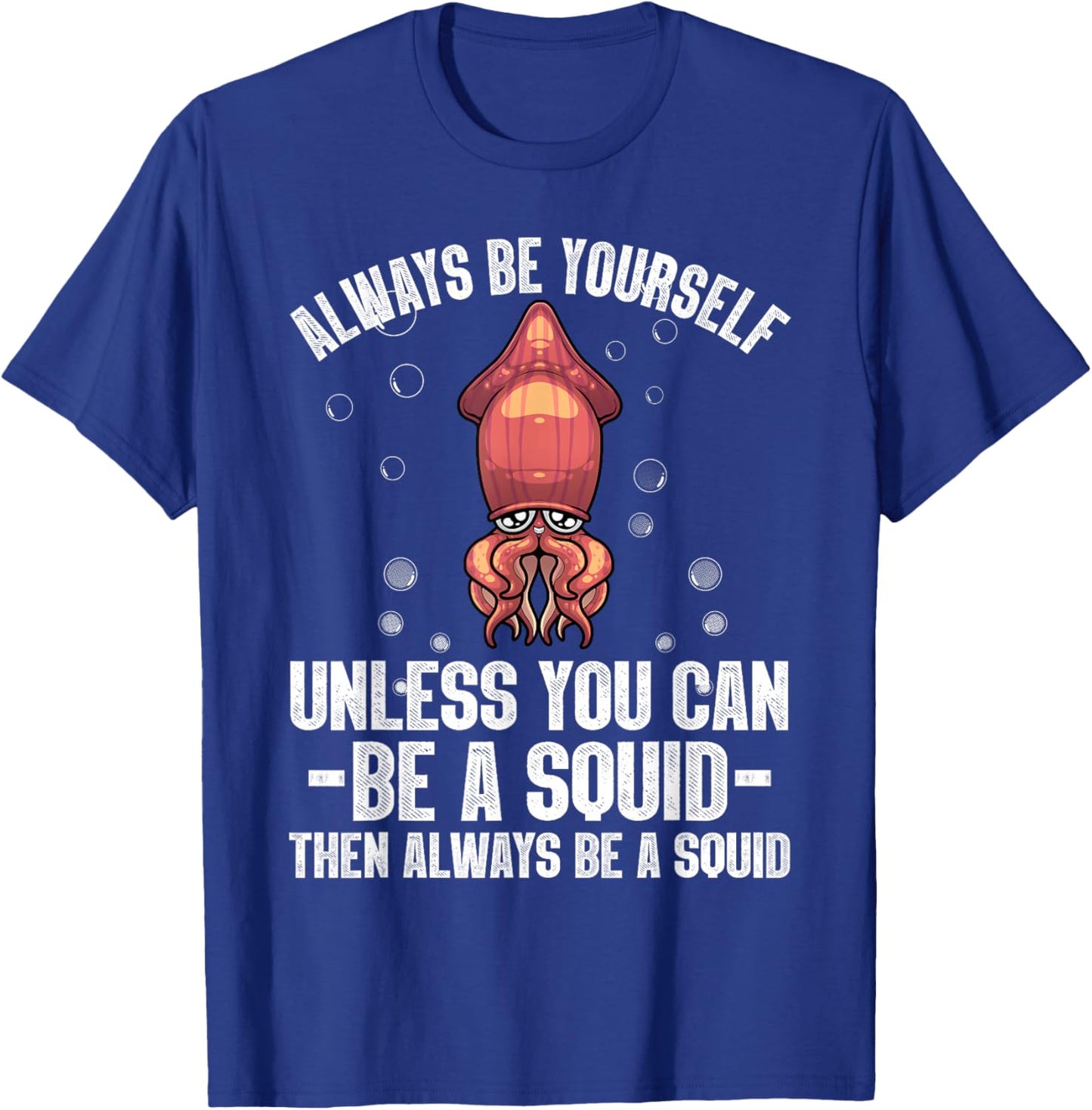 Best Squid Art For Kids Men Women Adult Octopus Lover Squid T-Shirt - T-Shirt | Royal