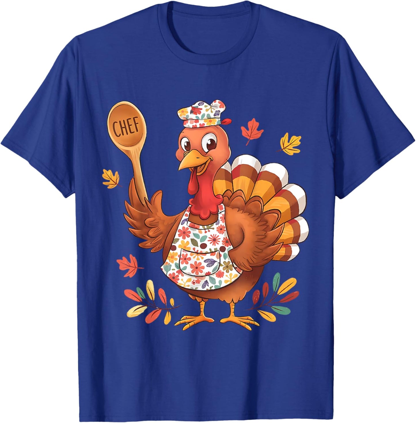 Funny Thanksgiving Chef Turkey Cute Fall Cooking Design T-Shirt - T-Shirt | Royal