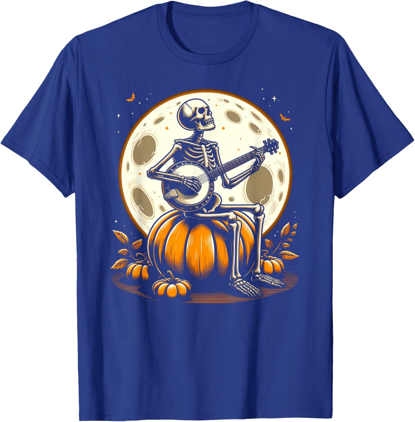 Funny Skeleton Playing Banjo Halloween Costume Men Women T-Shirt - T-Shirt | Royal