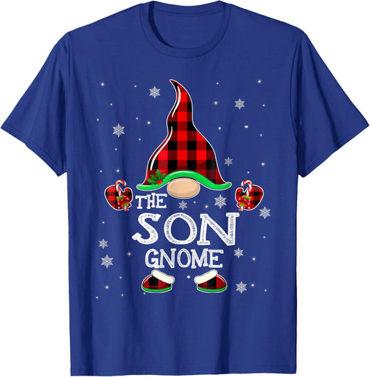 Son Gnome Buffalo Plaid Matching Family Christmas Pajama T-Shirt - T-Shirt | Royal