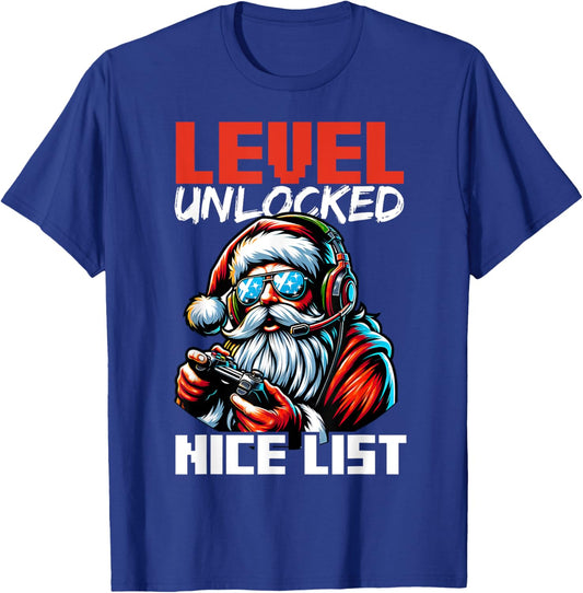 Christmas Gamer Boys Nice List Video Game Santa Xmas T-Shirt - T-Shirt | Royal