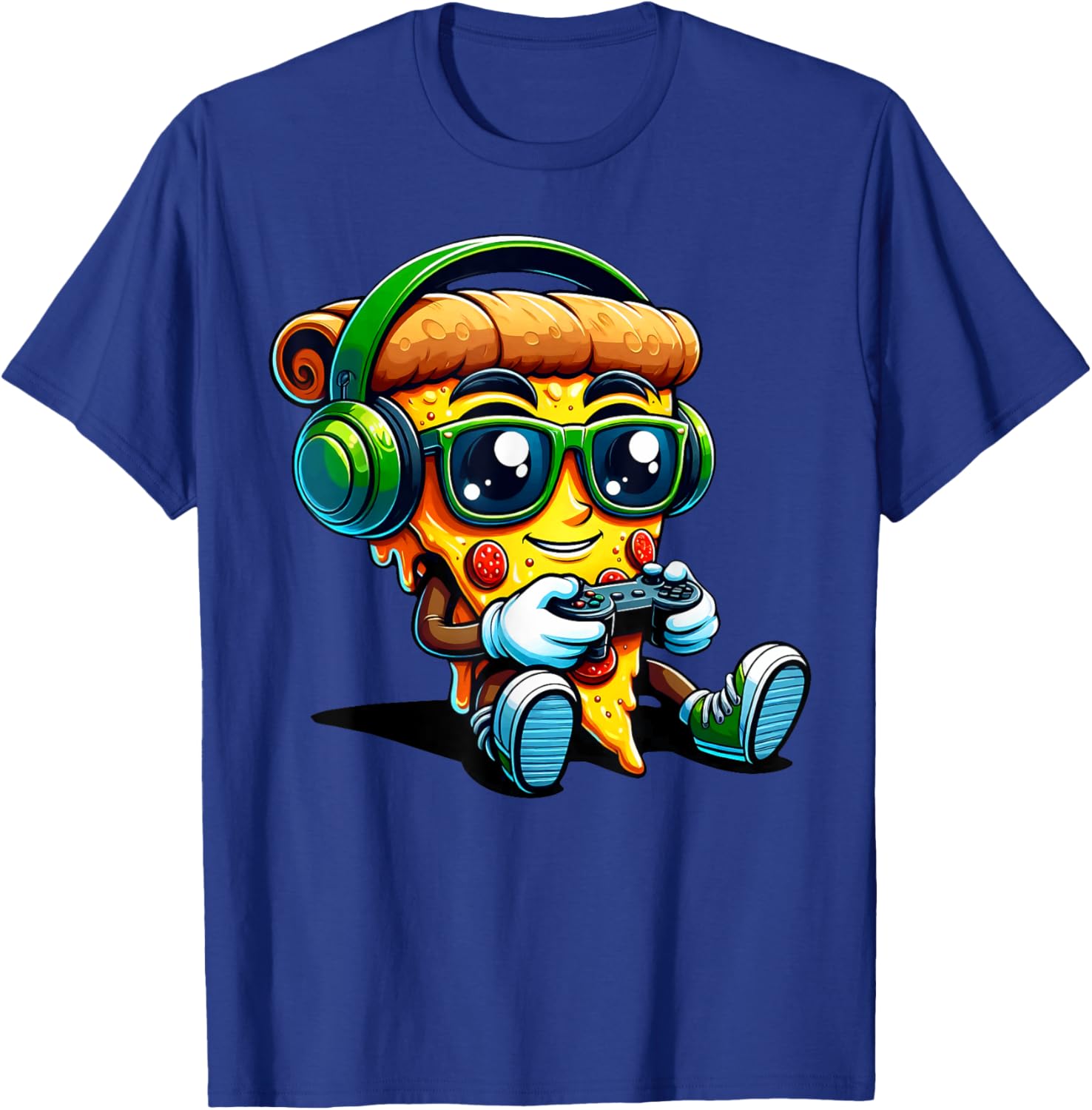 Gamer Pizza Video Gaming Funny Food Games Men Boys Kids Teen T-Shirt - T-Shirt | Royal