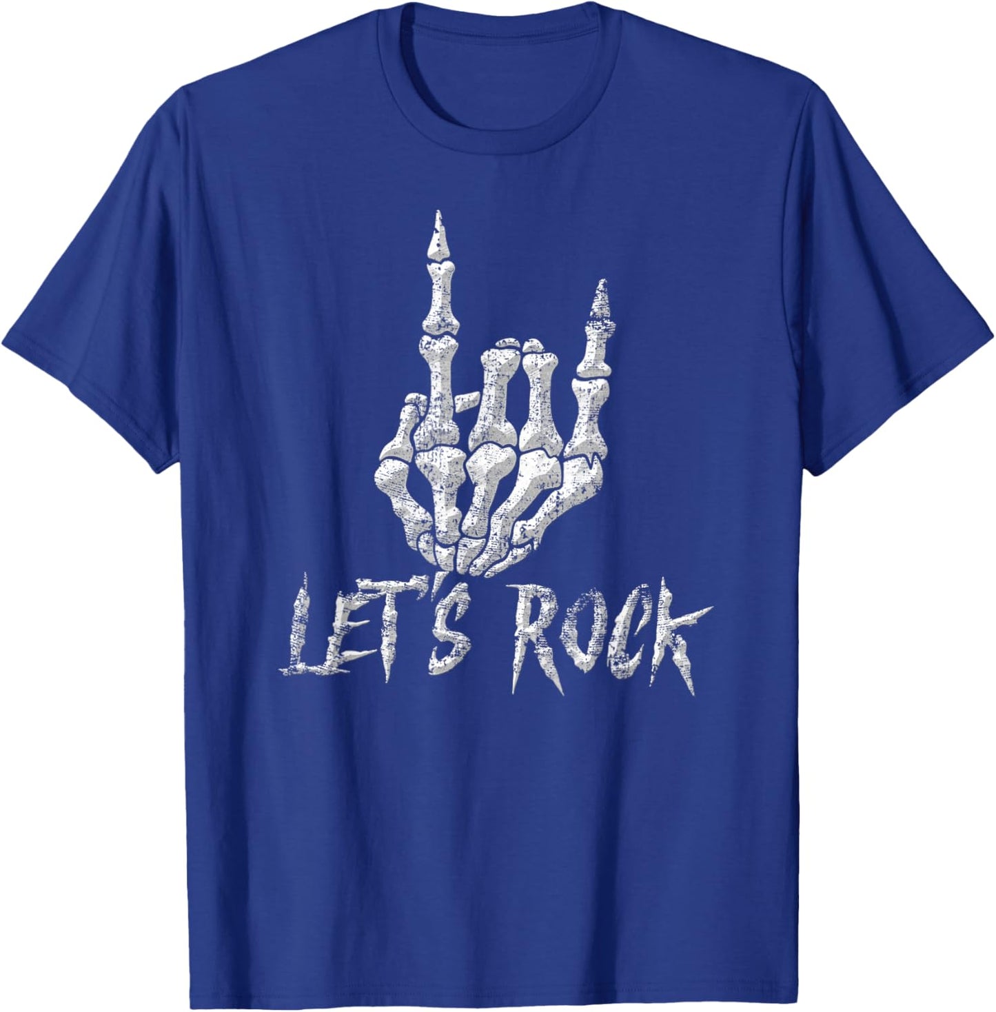 Rock Roll Band Skeleton Hand Guitar Rock Cool Men Women Boys T-Shirt - T-Shirt | Royal