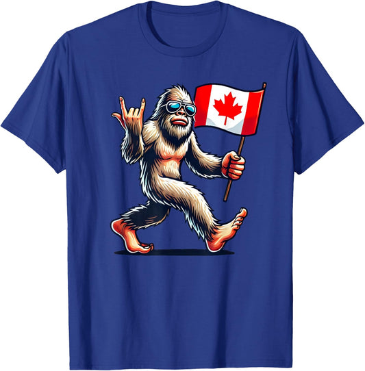 Funny Canadian BigFoot, Rock'N Roll Canada Day, Maple Flag T-Shirt - T-Shirt | Royal
