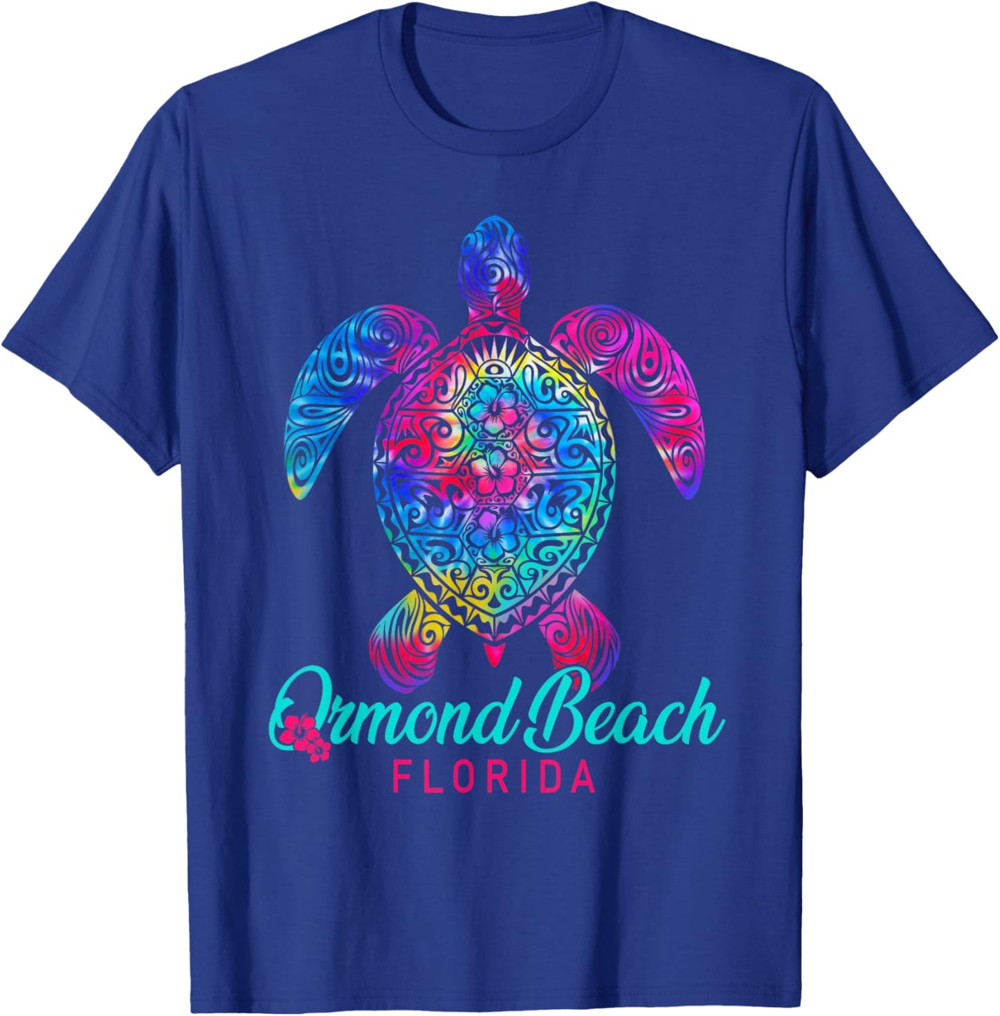 Ormond Beach Florida Tribal Tie Dye Sea Turtle T-Shirt - T-Shirt | Royal