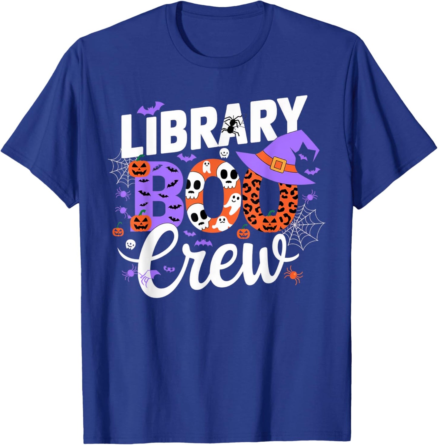 Library Boo Crew School Librarian Halloween Men Women Scary T-Shirt - T-Shirt | Royal