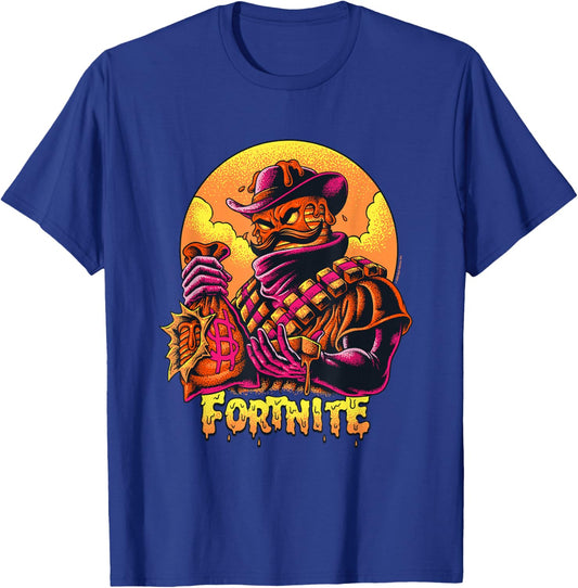Fortnite Iconic Mancake Cowboy Distressed Big Chest Portrait T-Shirt - T-Shirt | Royal