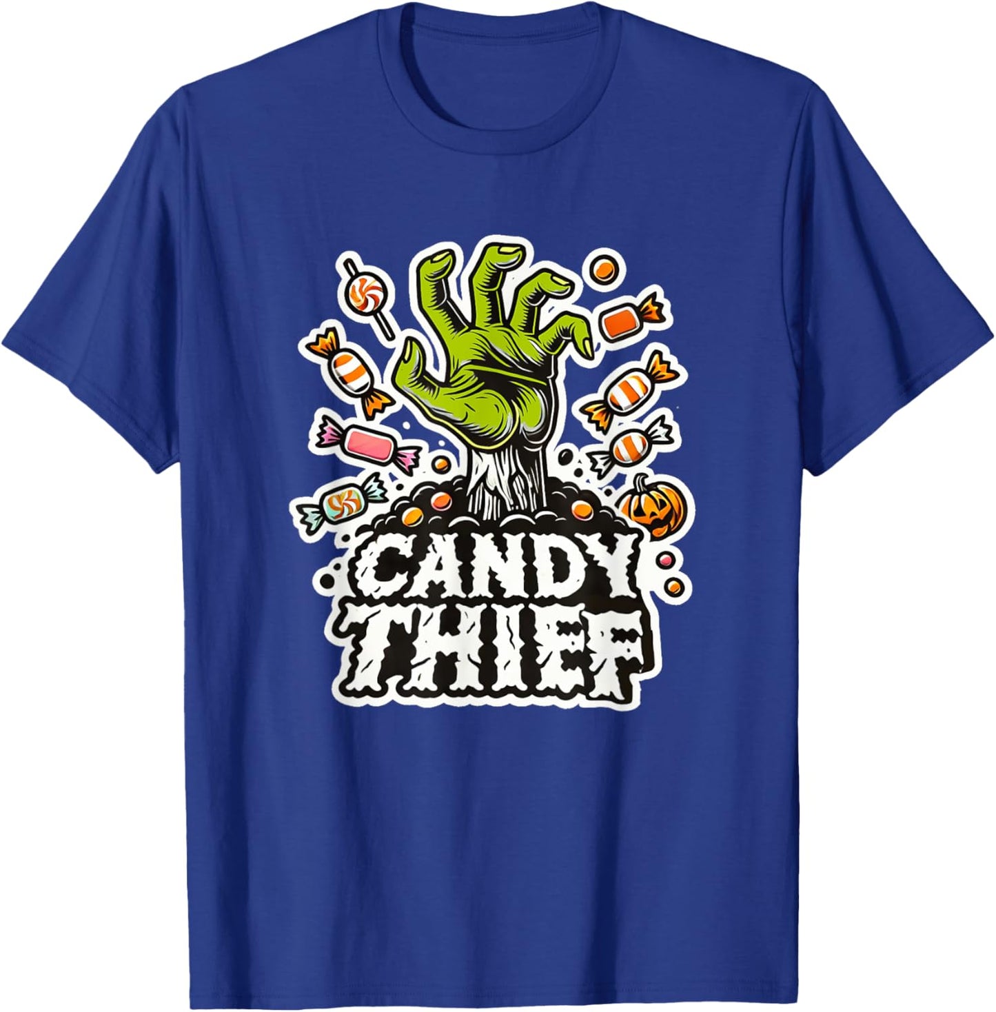 Candy Thief Halloween Zombie Hand and Sweets Easy Costume T-Shirt - T-Shirt | Royal