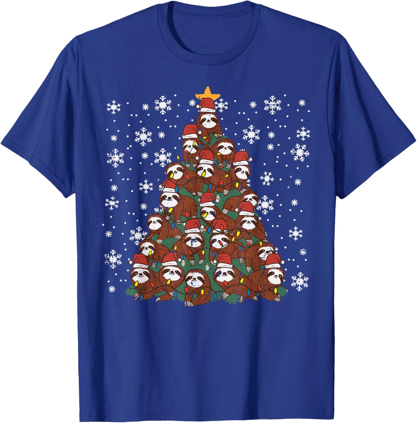 Christmas Tree Sloths Cute Xmas Lazy Kids Women Men Youth T-Shirt - T-Shirt | Royal