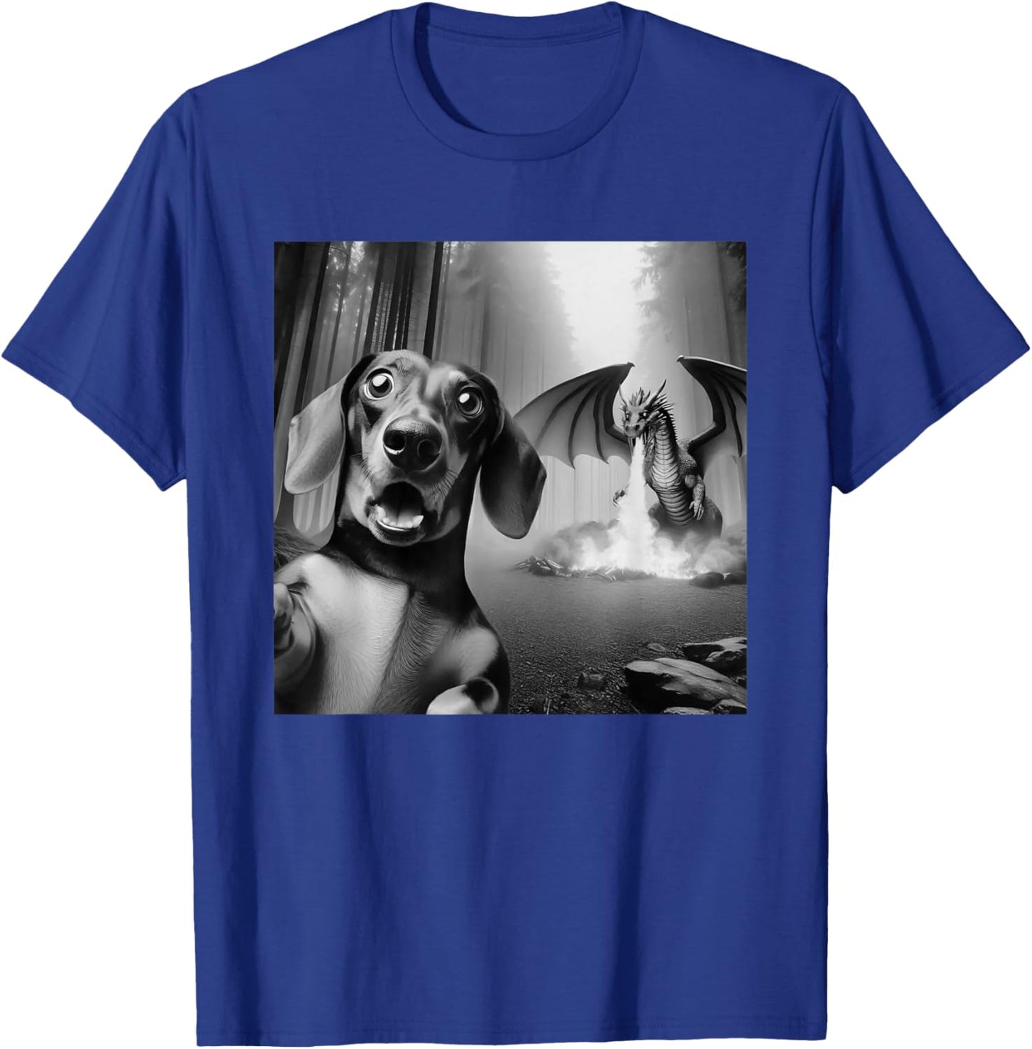 Funny Dachshund Selfie with dragon surprised Dachshund T-Shirt - T-Shirt | Royal