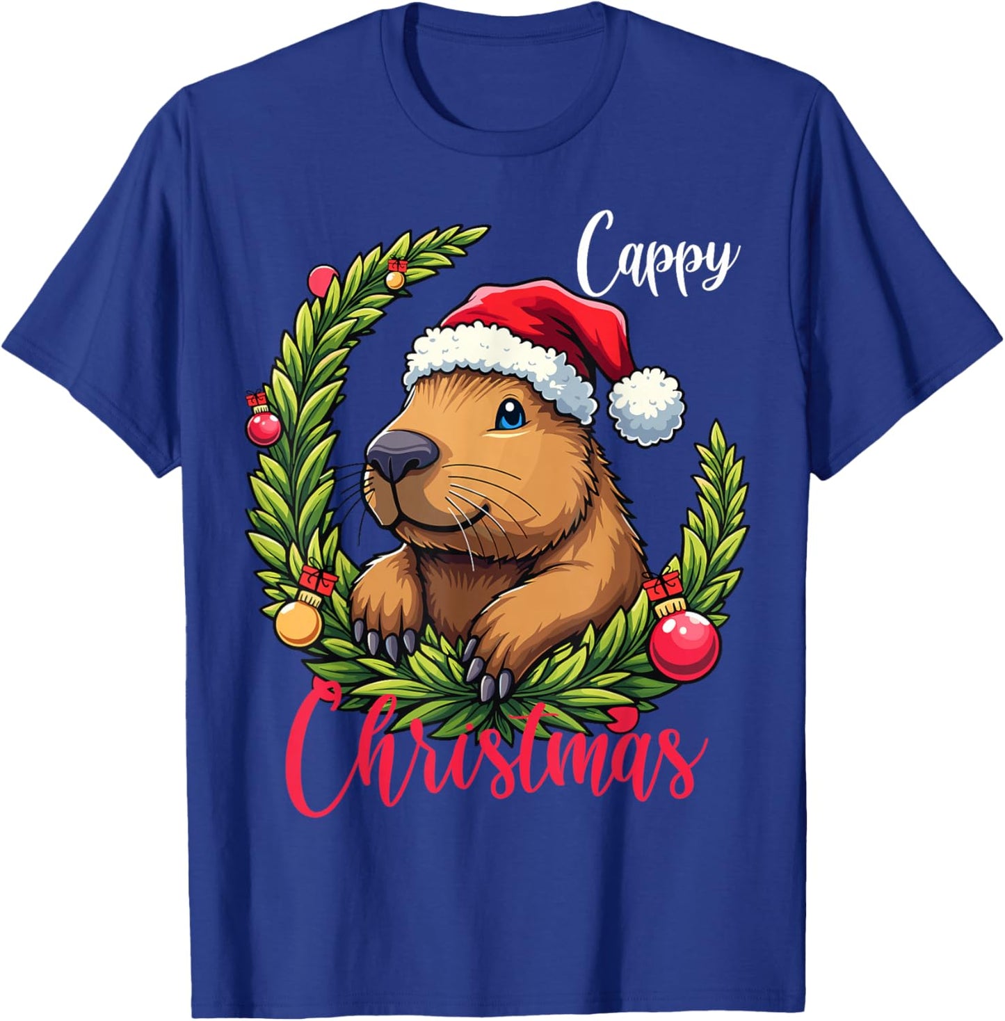 Capybara Santa Clause Christmas T-Shirt - T-Shirt | Royal