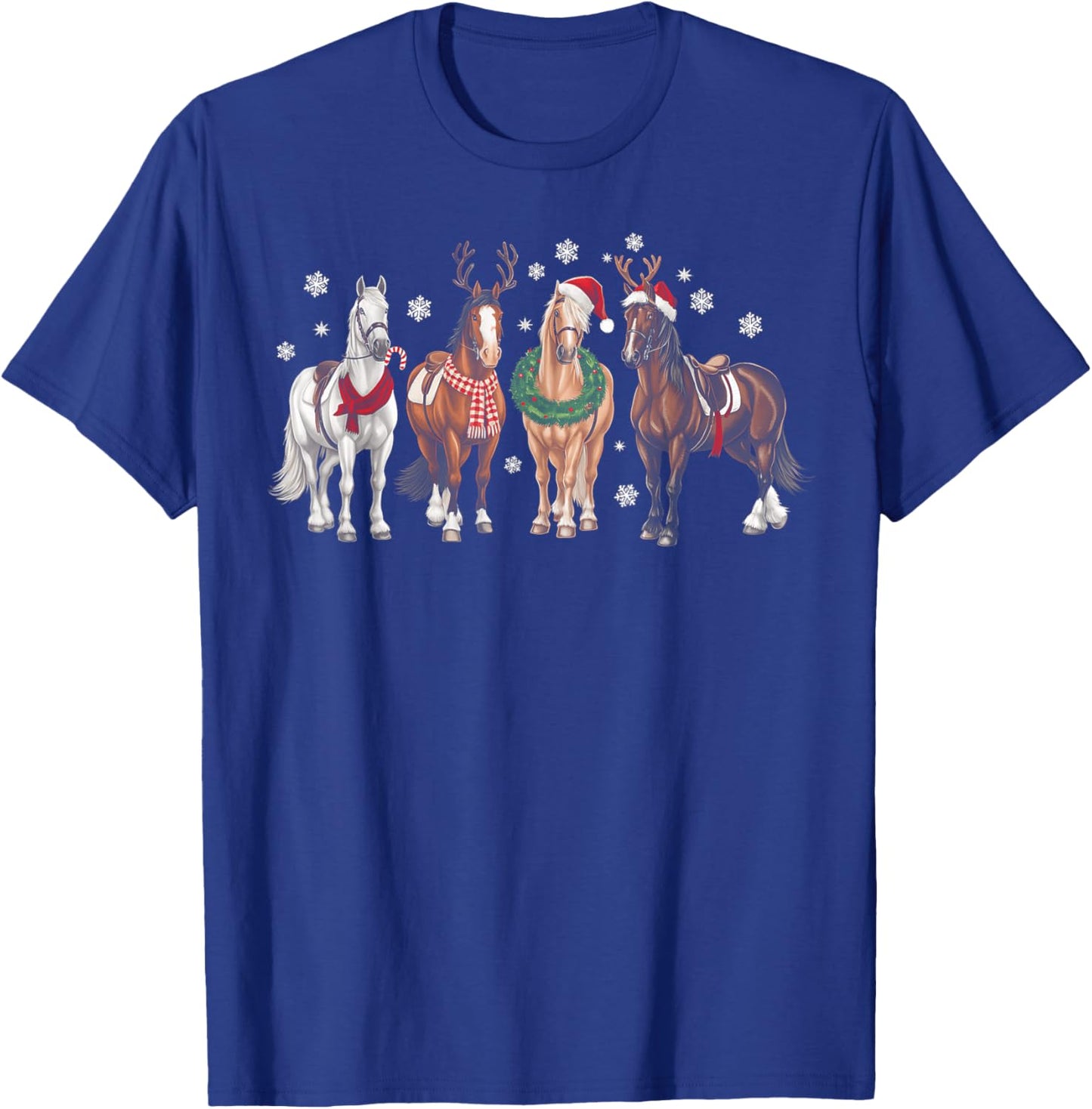 Xmas Horse Lover Santa Hat Christmas Holiday Pajamas Retro T-Shirt - T-Shirt | Royal
