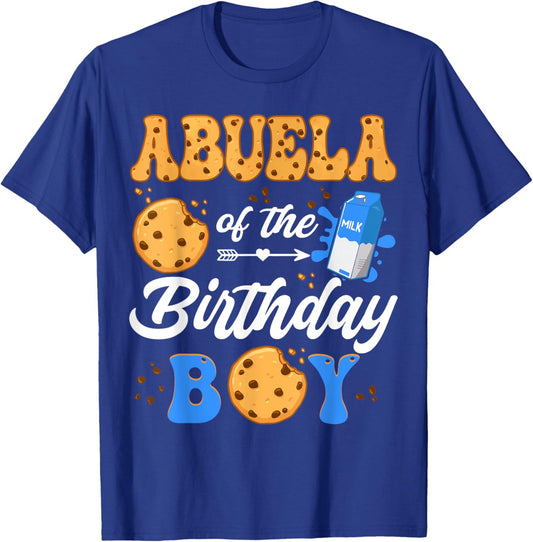 Abuela Of The Birthday Boy Milk And Cookies 1St Birthday T-Shirt - T-Shirt | Royal