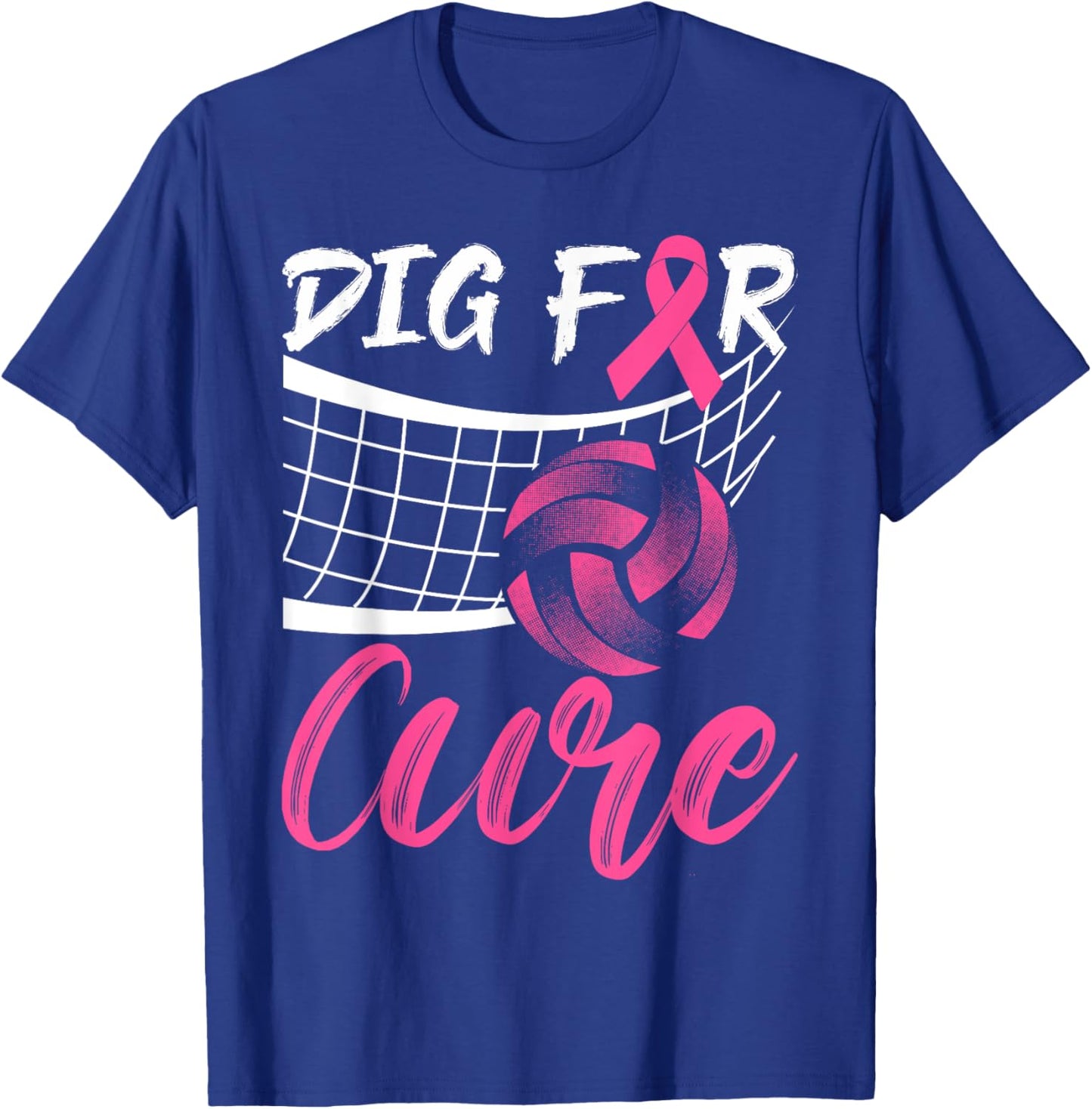 Dig For A Cure Breast Cancer Pink Ribbon Volleyball Women T-Shirt - T-Shirt | Royal