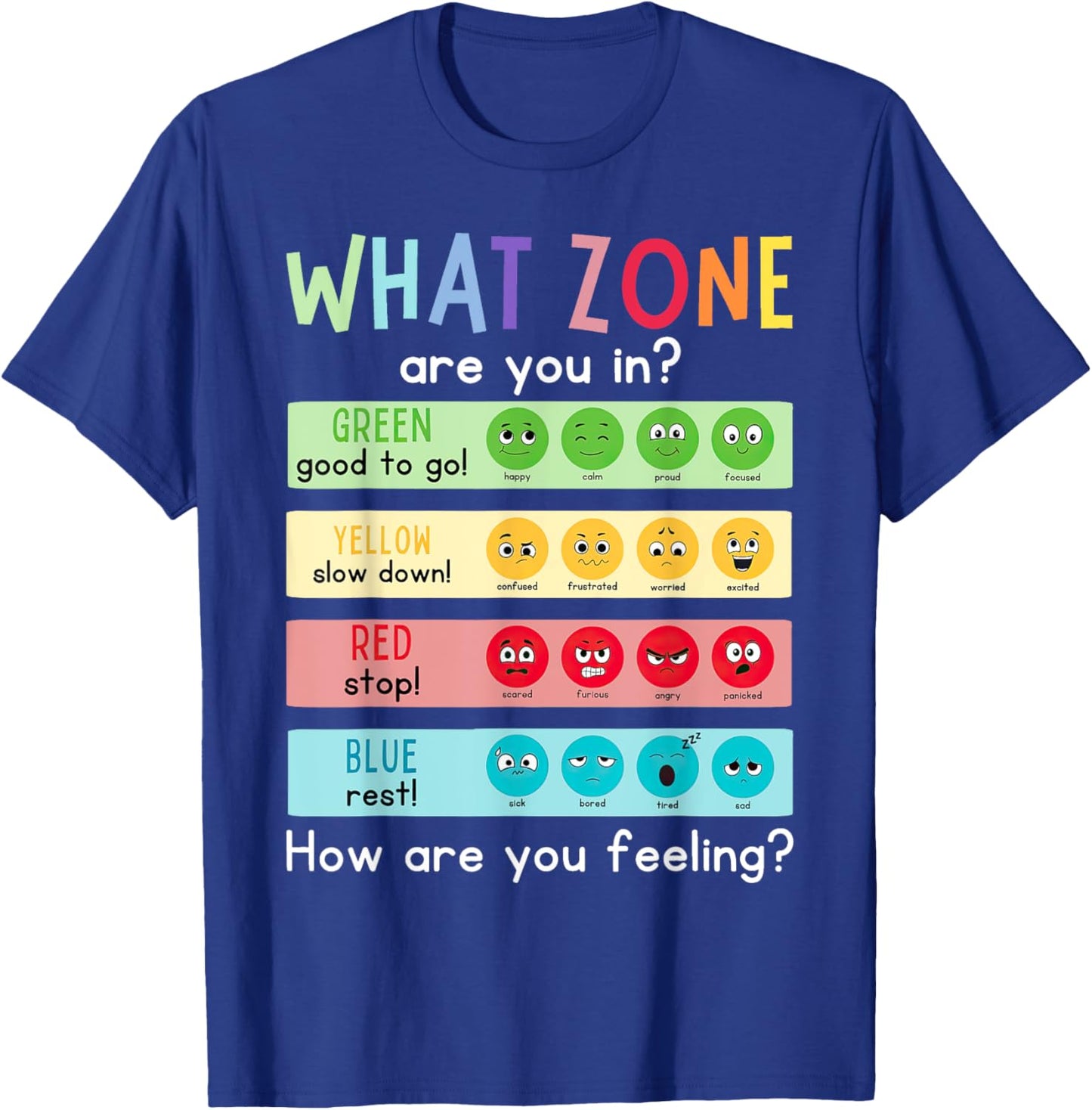 What Zone Are You In How Are You Feeling Funny Quote T-Shirt - T-Shirt | Royal