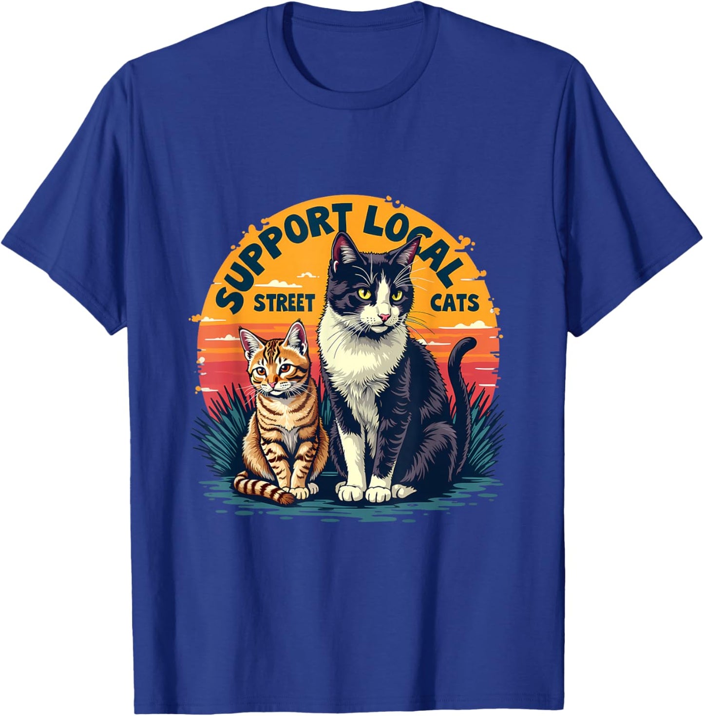 Support Local Street Cats Feline Rescue Awareness T-Shirt - T-Shirt | Royal