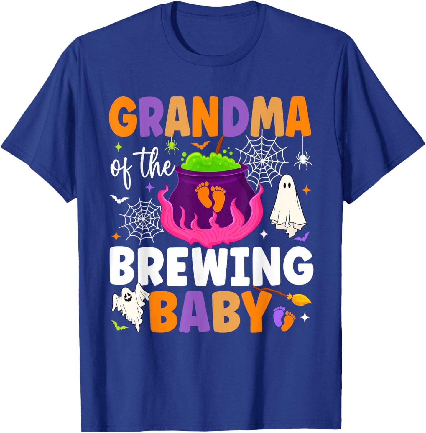 Grandma of Brewing Baby Halloween Theme Baby Shower Spooky T-Shirt - T-Shirt | Royal