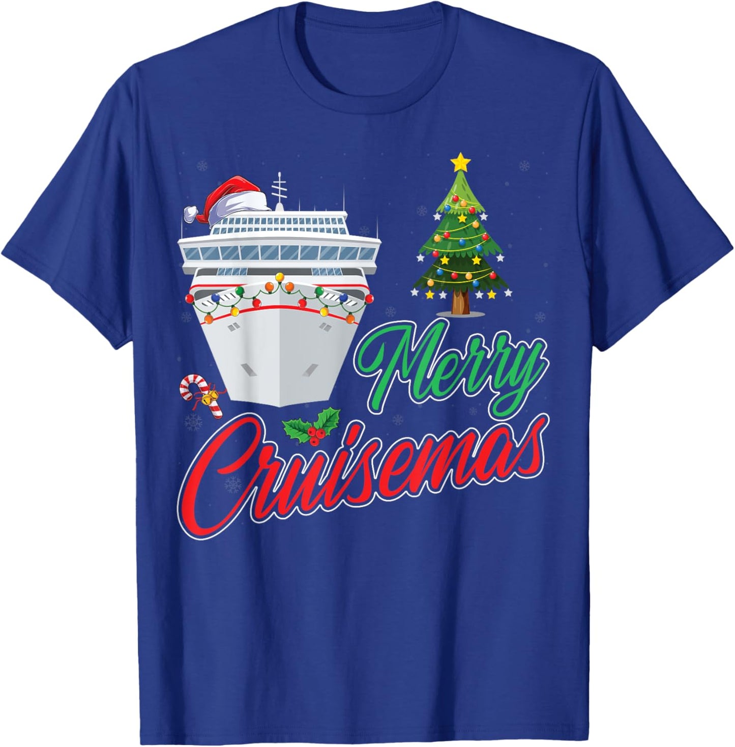 Merry Cruisemas Christmas Tree Xmas Lighting Cruise Ship T-Shirt - T-Shirt | Royal