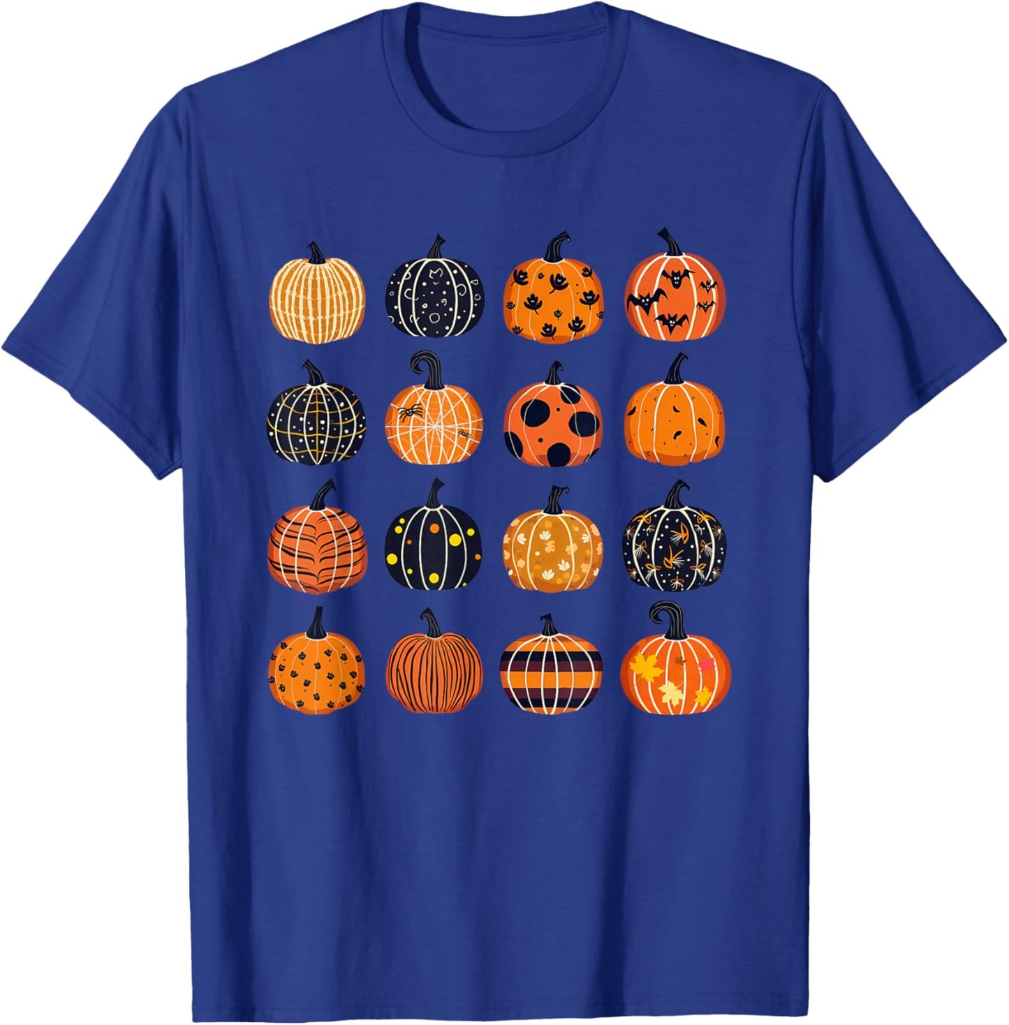 Folk Art Pumpkins Teacher Nurses Admin Witch Halloween Cute T-Shirt - T-Shirt | Royal