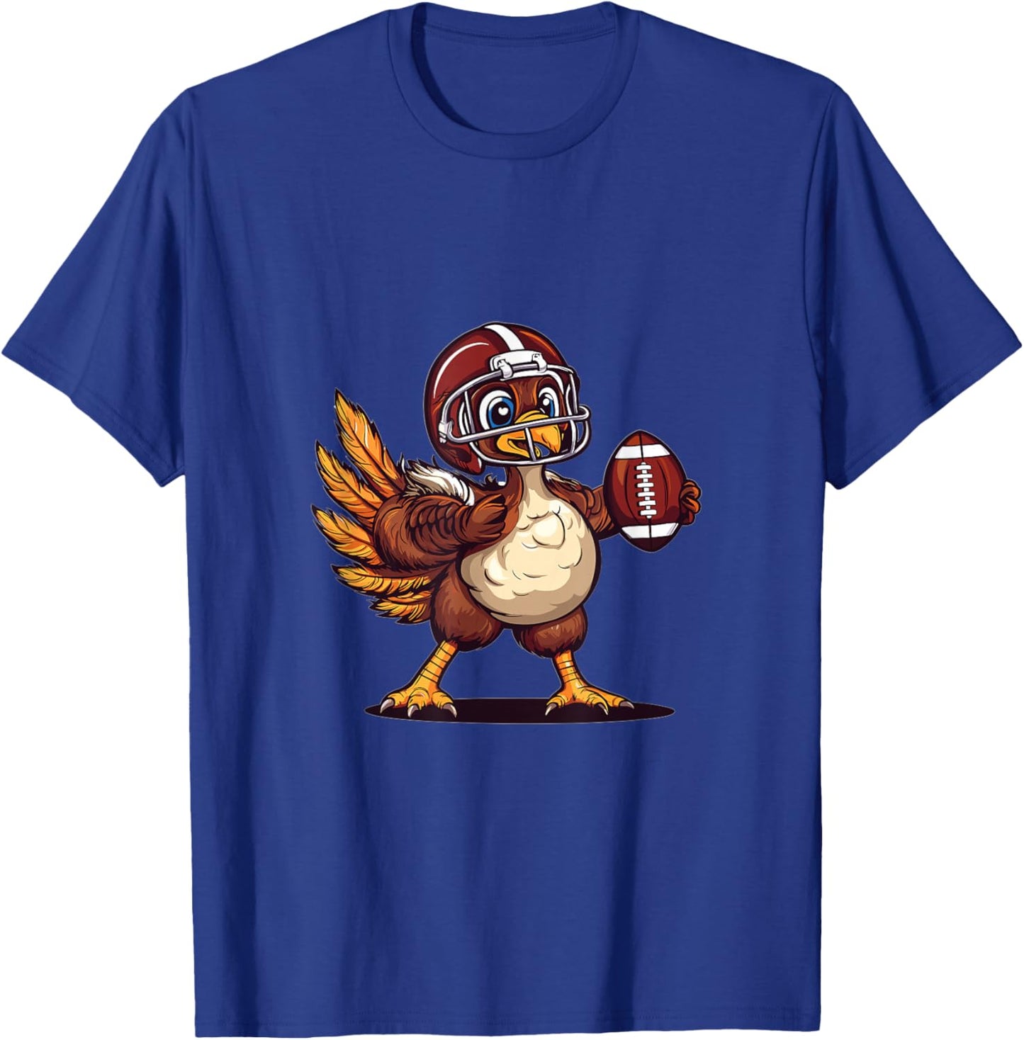 Thanksgiving Football Turkey Graphic T-Shirt - T-Shirt | Royal