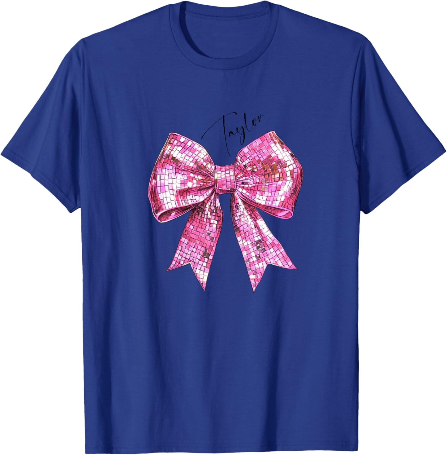 Taylor Lover First Name Teen Girls Women Pink Disco Ball Bow T-Shirt - T-Shirt | Royal