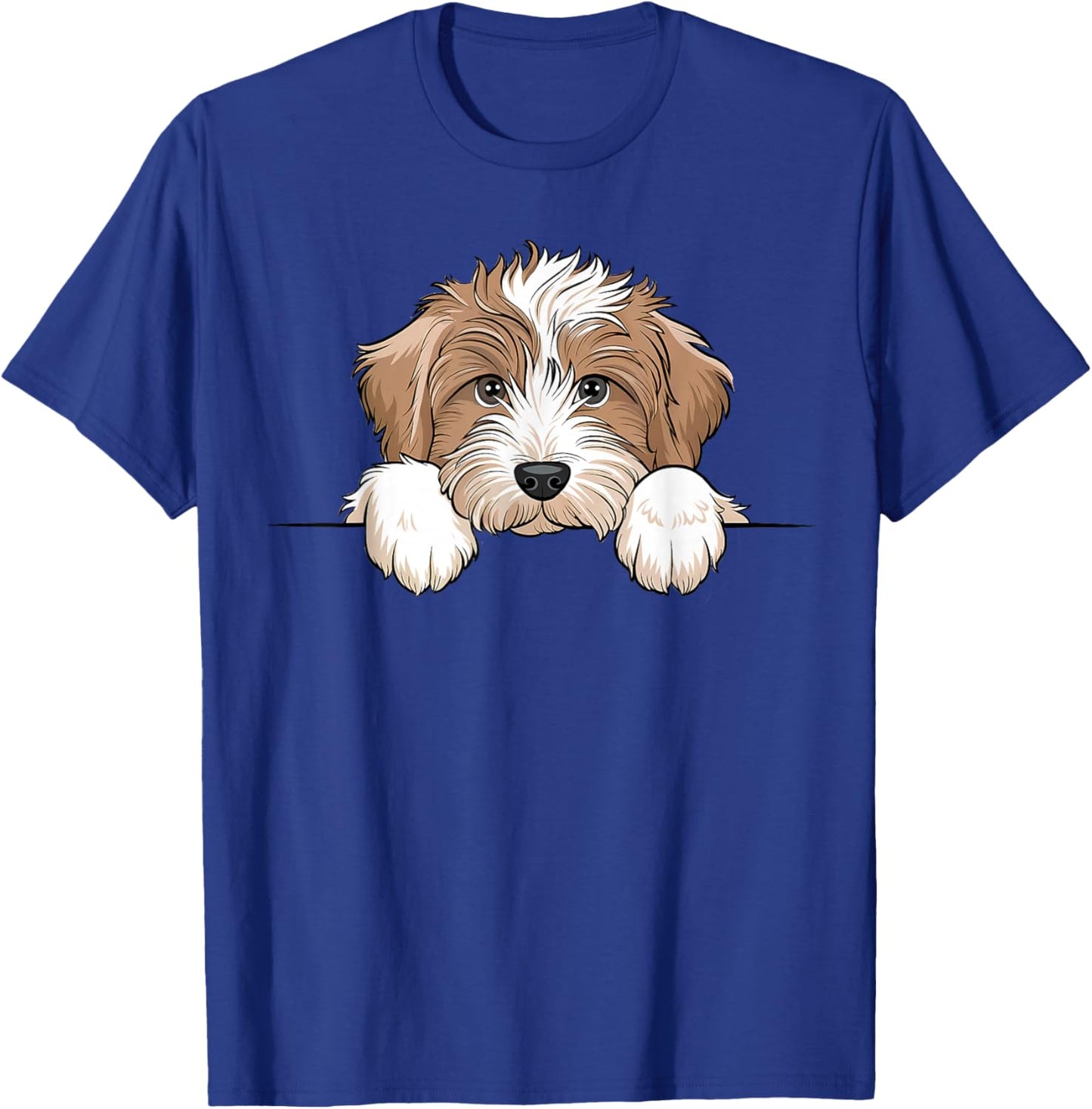 Cute Aussiedoodle Puppy Funny Peeking Dog Lover T-Shirt - T-Shirt | Royal