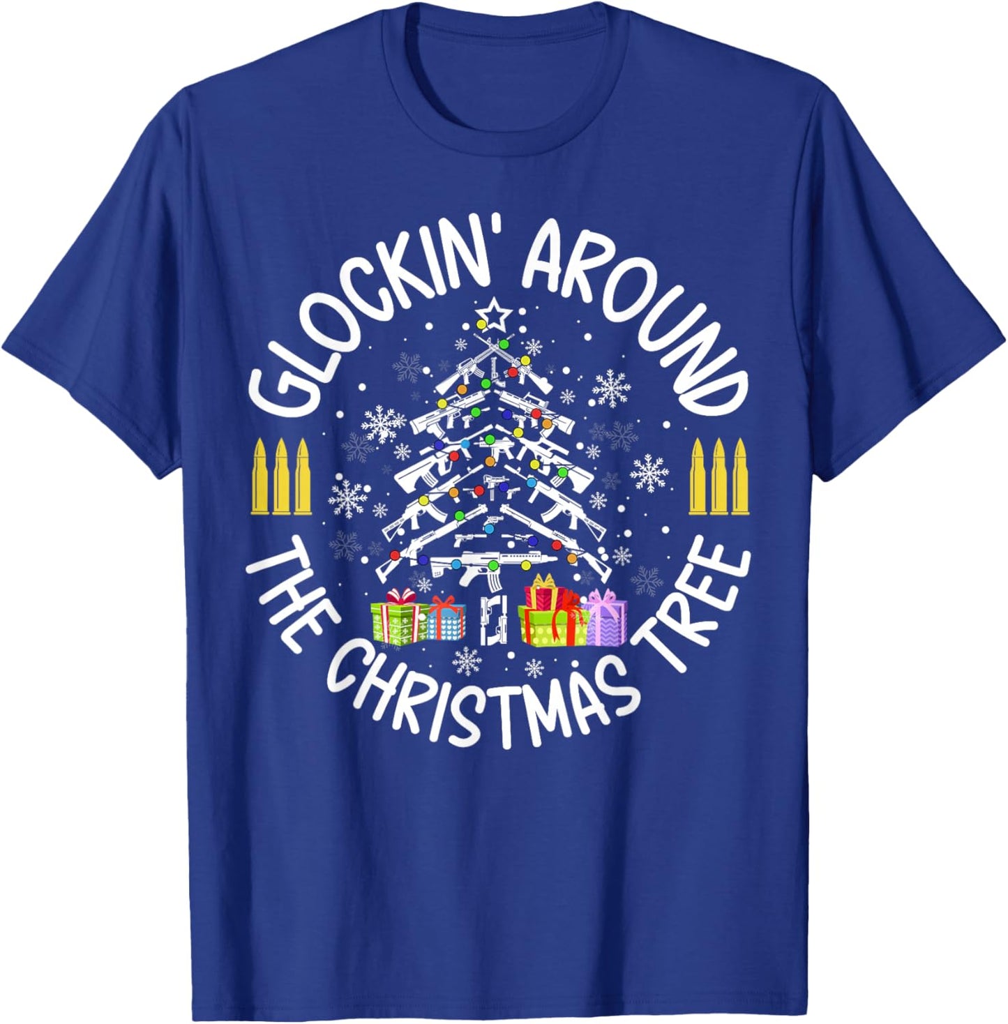 Glockin' Around the Christmas Tree Funny Gun Lover Novelty T-Shirt - T-Shirt | Royal