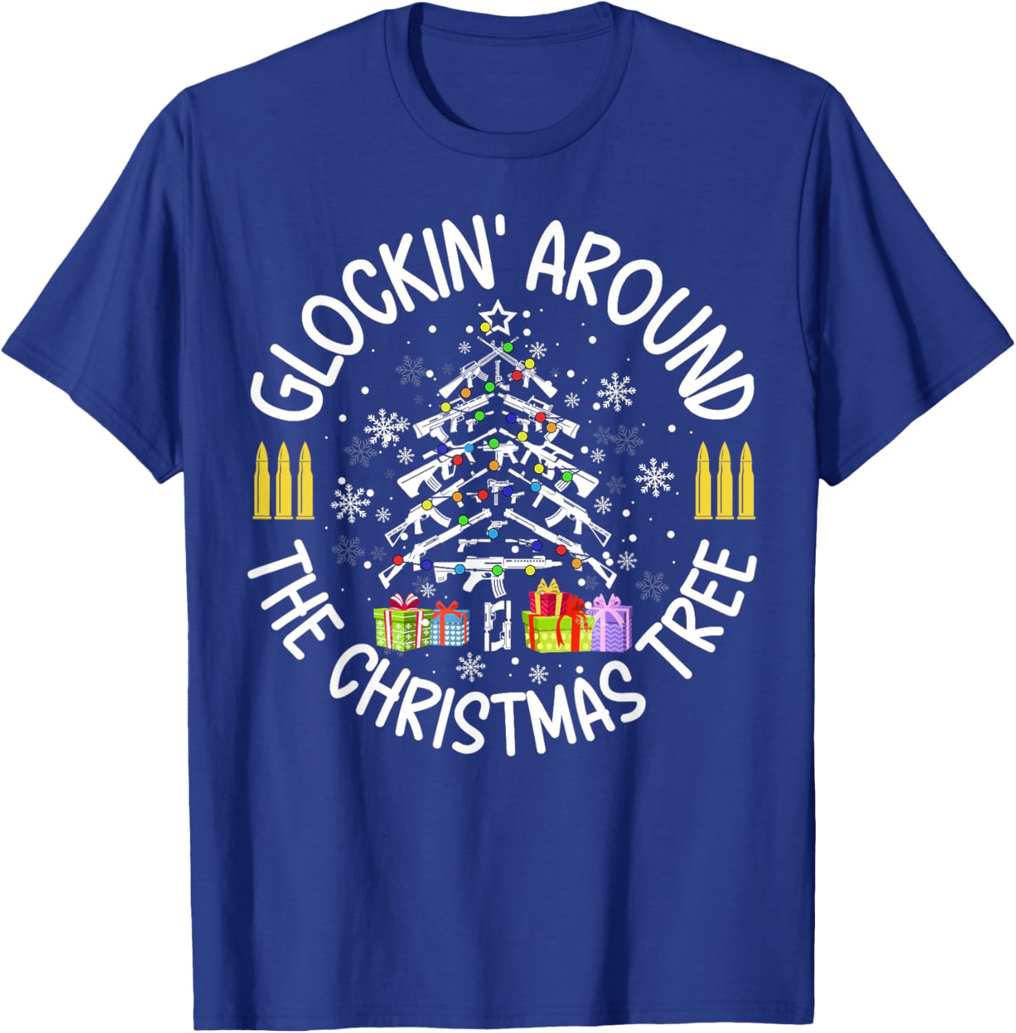 Glockin' Around the Christmas Tree Funny Gun Lover Novelty T-Shirt - T-Shirt | Royal