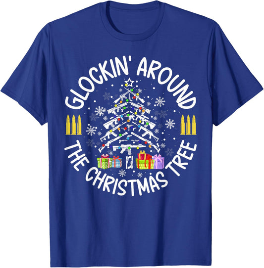 Glockin' Around the Christmas Tree Funny Gun Lover Novelty T-Shirt - T-Shirt | Royal