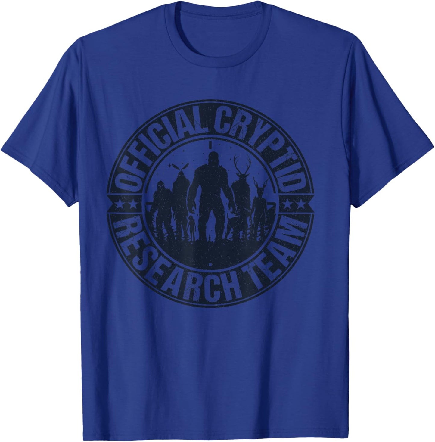Official Cryptid Research Team Retro Cryptozoology Hunt Crew T-Shirt - T-Shirt | Royal