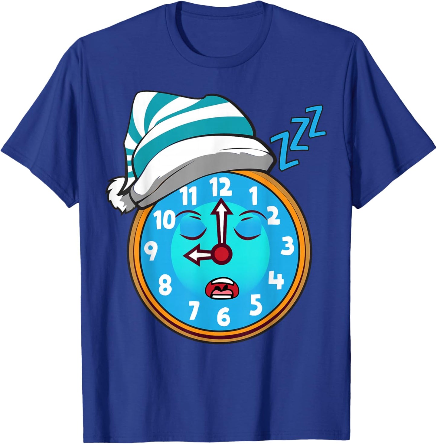 Zzz Sleepy Clock Character Sleepy Time Graphics T-Shirt - T-Shirt | Royal