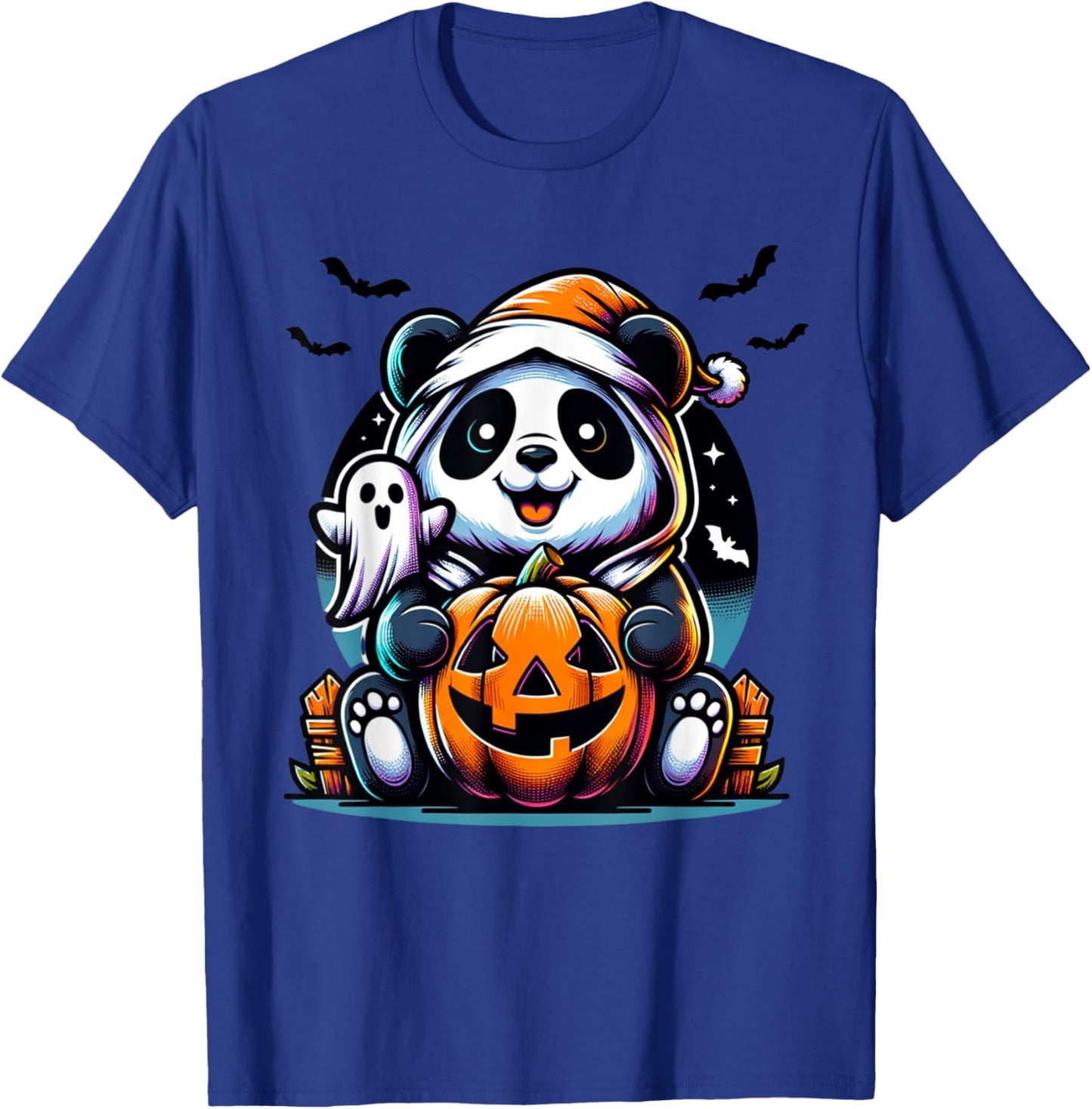 Happy Spooky Panda Ghost Halloween Costume Funny Horror T-Shirt - T-Shirt | Royal