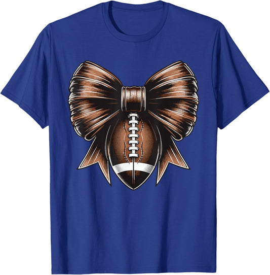 Football Coquette Bow Football T-Shirt - T-Shirt | Royal